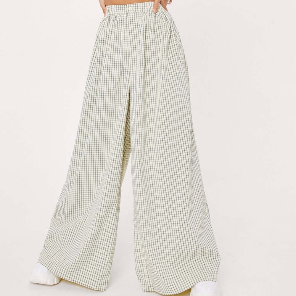 Nasty Gal Wide Leg Check Trousers Size 10